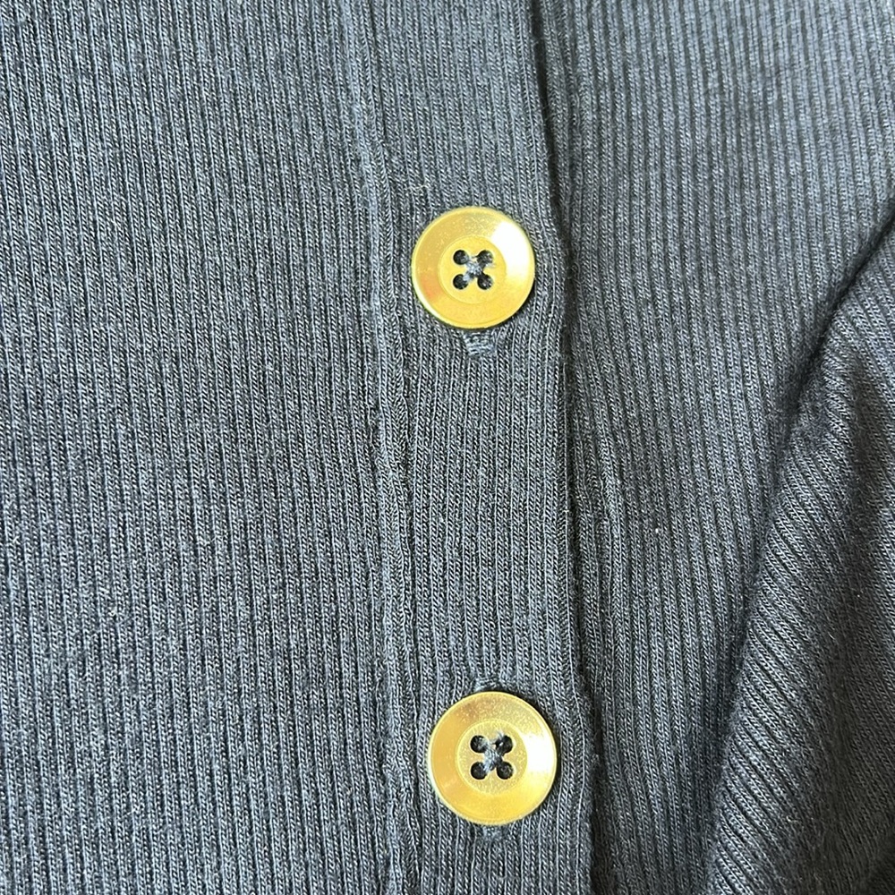 Goldie Deep Navy Ribbed Button-Down Long Sleeve Top - Picture 4 of 9